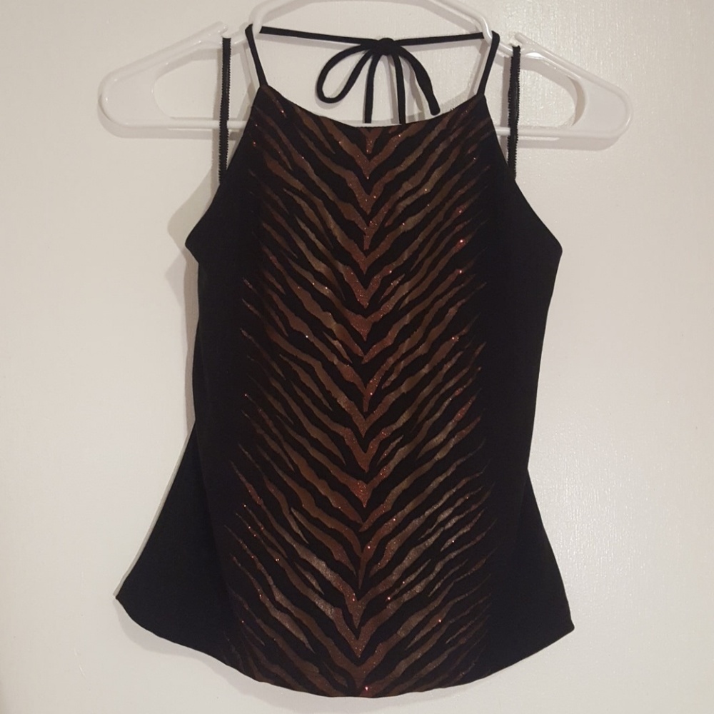 Glitter Tiger Pattern Halter Tank Top